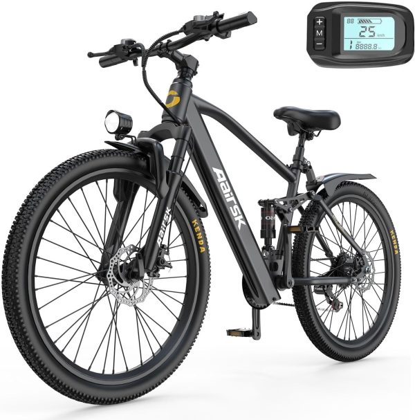 Aairsk Gt900 Electric Mountain Bike 26", 25MPH Max Speed, Up to 40miles, 7/21 Speeds & Dual Suspension, 750W Peek Motor Ebike for Adults Urban Commuter E-Bike