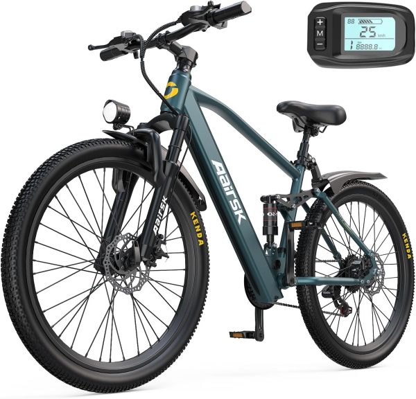Aairsk Gt900 Electric Mountain Bike 26", 25MPH Max Speed, Up to 40miles, 7/21 Speeds & Dual Suspension, 750W Peek Motor Ebike for Adults Urban Commuter E-Bike - Image 2