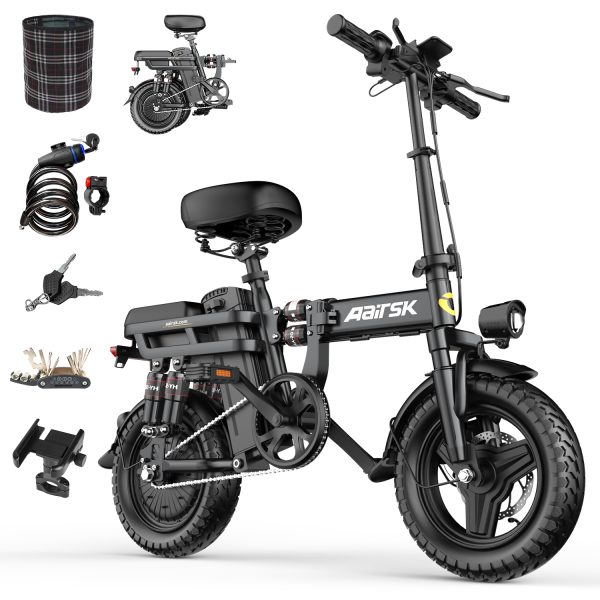 Aairsk Rs5 Electric Bike for Adults 500W Motor, 22MPH Speed Folding Ebike 14" E-Bike, 40 Miles PAS Range Mini E Bikes, 54.6V 20Ah/15AH Removable Battery, UL 2849 Certified