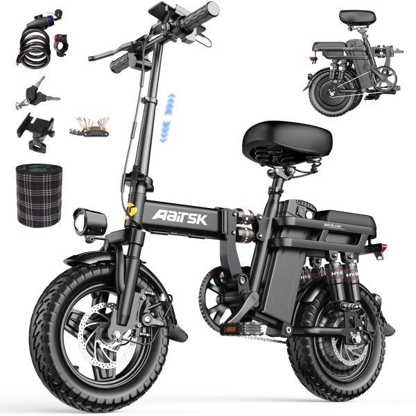 Aairsk Rs5 Electric Bike for Adults 500W Motor, 22MPH Speed Folding Ebike 14" E-Bike, 40 Miles PAS Range Mini E Bikes, 54.6V 20Ah/15AH Removable Battery, UL 2849 Certified - Image 2