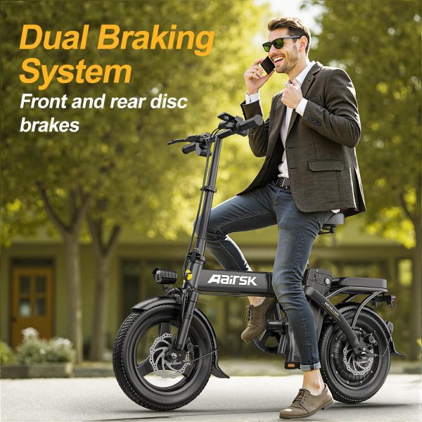 Aairsk F6 Electric Bike for Adults 500W Motor, 22MPH Speed Folding Ebike 14" E-Bike, 40 Miles PAS Range Mini E Bikes, 54.6V 10Ah/15AH Removable Battery, UL 2849 Certified - Image 2