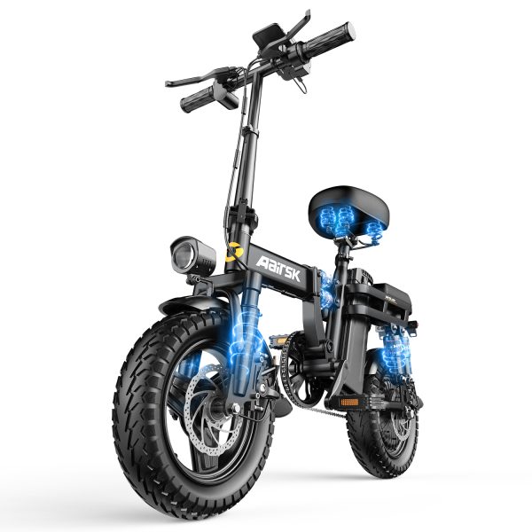 Aairsk Rs5 Electric Bike for Adults 500W Motor, 22MPH Speed Folding Ebike 14" E-Bike, 40 Miles PAS Range Mini E Bikes, 54.6V 20Ah/15AH Removable Battery, UL 2849 Certified - Image 3