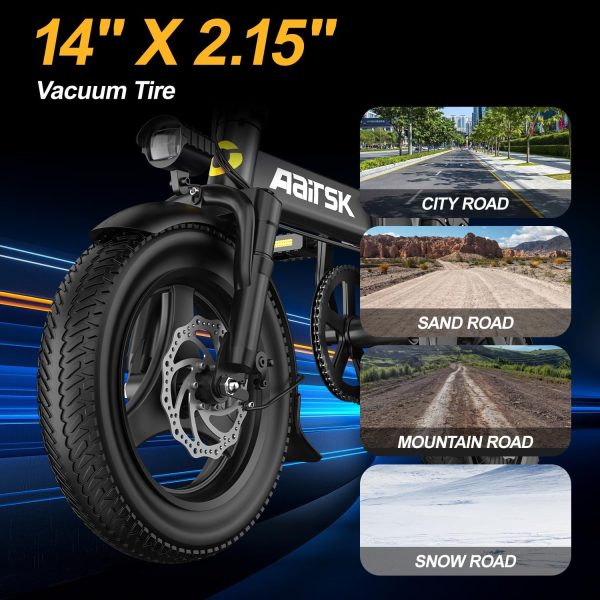Aairsk F6 Electric Bike for Adults 500W Motor, 22MPH Speed Folding Ebike 14" E-Bike, 40 Miles PAS Range Mini E Bikes, 54.6V 10Ah/15AH Removable Battery, UL 2849 Certified - Image 6