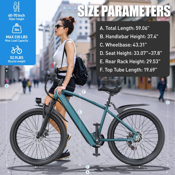 Aairsk GT300 Electric Mountain Bike 26", 540W Peak Motor,25 MPH 7/21 Speeds & Dual Suspension Urban Commuter E-Bike - Image 5