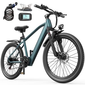Aairsk GT300 Electric Mountain Bike 26", 540W Peak Motor,25 MPH 7/21 Speeds & Dual Suspension Urban Commuter E-Bike