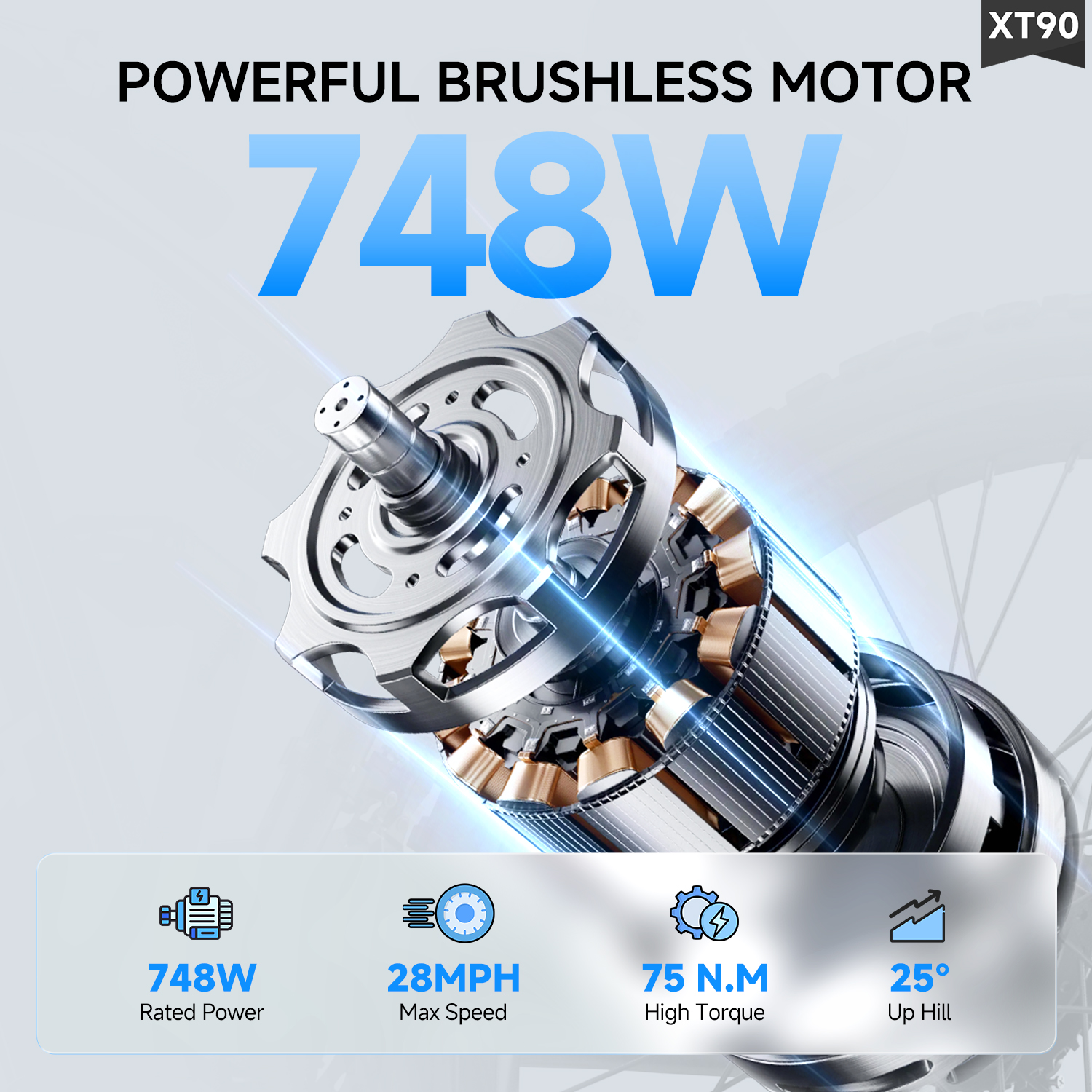 Aairsk XT90 26"Electric Bike with Full Suspension Peek 1500W Motor 28MPH Ebike for Adults - Image 5