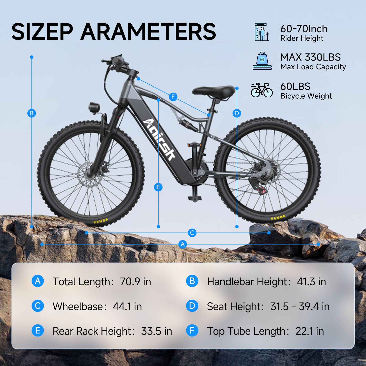 Aairsk XT90 26"Electric Bike with Full Suspension Peek 1500W Motor 28MPH Ebike for Adults - Image 9