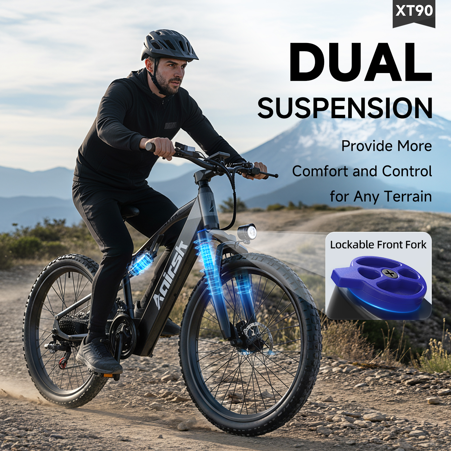 Aairsk XT90 26"Electric Bike with Full Suspension Peek 1500W Motor 28MPH Ebike for Adults - Image 2